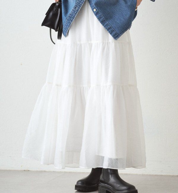  「オーガンジーティアードスカート」|スカート|