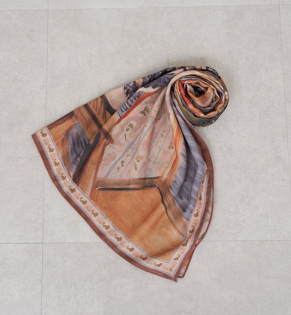  「フラワープリントスカーフ」|バンダナ・スカーフ|ベージュ