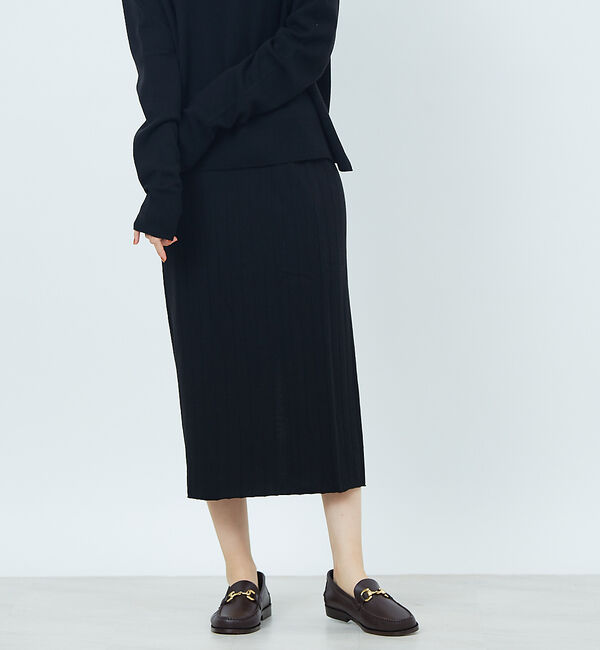 Rouge vif「アシンメトリータイトニットスカート」|スカート|ブラック