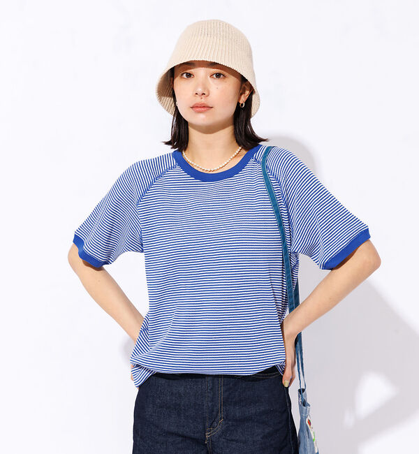 Rouge vif「【FRUIT OF THE LOOM】ボーダーTシャツ / ワッフル / 半袖」|Tシャツ・カットソー|ブルー