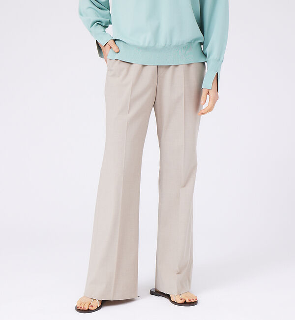 qualite「センタープレスフレアーパンツ」|その他|グレージュ