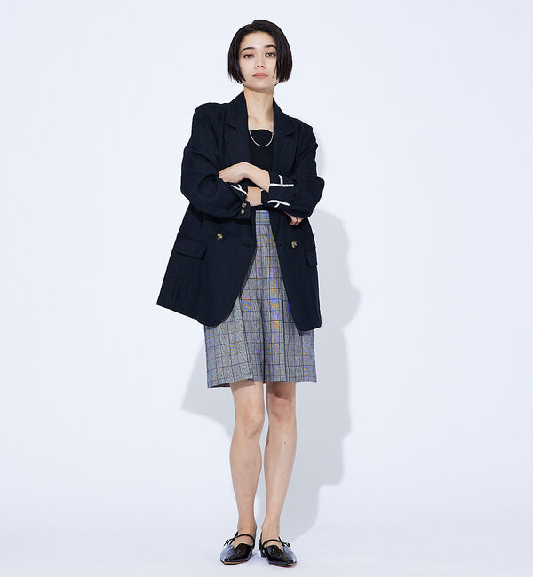 qualite「【セットアップ対応】リネングレンチェックショートパンツ」|その他|