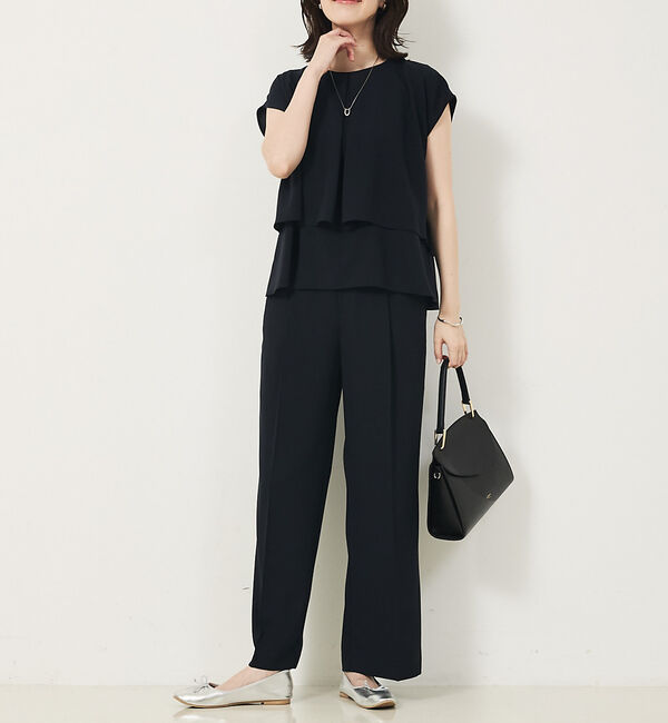 abahouse mavie「【２点セットアップ/エニデイカセット・サマー】ジョーゼット ブラウス＆パンツセッ」|シャツ・ブラウス|ダークネイビー