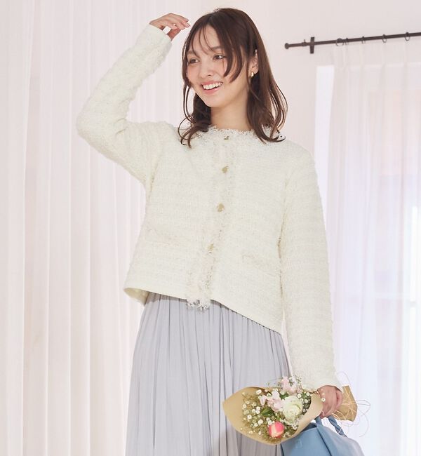 abahouse mavie「ツィードニットジャケット」|カーディガン|