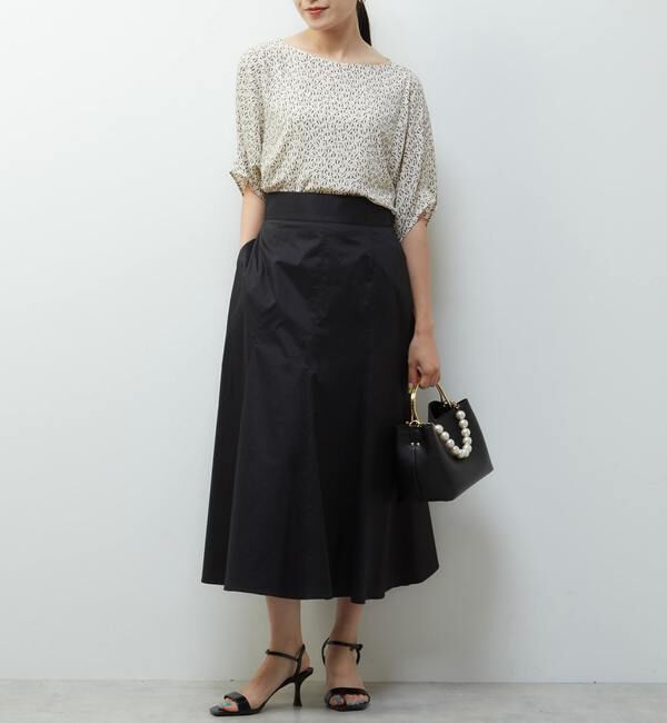 TIARA「モノトーンリーフプリントドルマンブラウス」|シャツ・ブラウス|