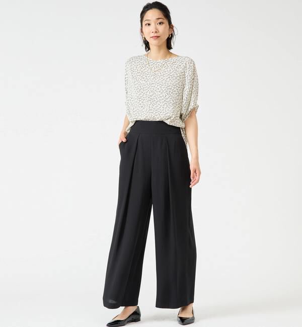 TIARA「モノトーンリーフプリントドルマンブラウス」|シャツ・ブラウス|