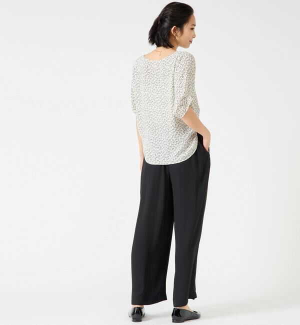 TIARA「モノトーンリーフプリントドルマンブラウス」|シャツ・ブラウス|