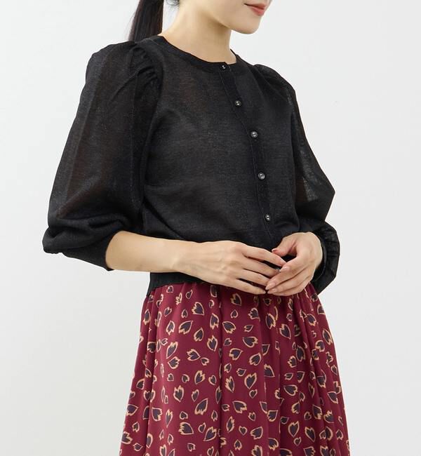 TIARA「グロッシーシアーカーディガン」|カーディガン|ブラック