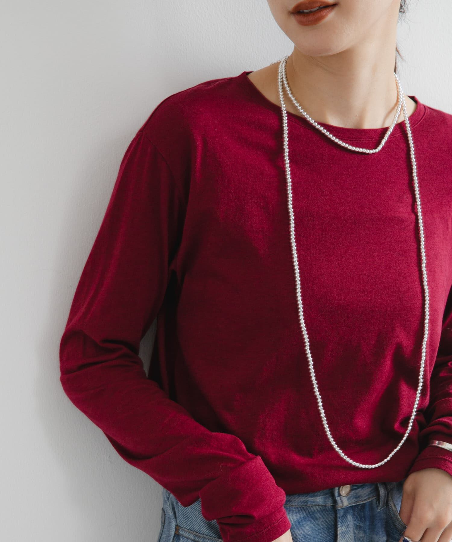 URBAN RESEARCH「ウールコットンロングスリーブカットソー」|Tシャツ・カットソー|レッド系その他