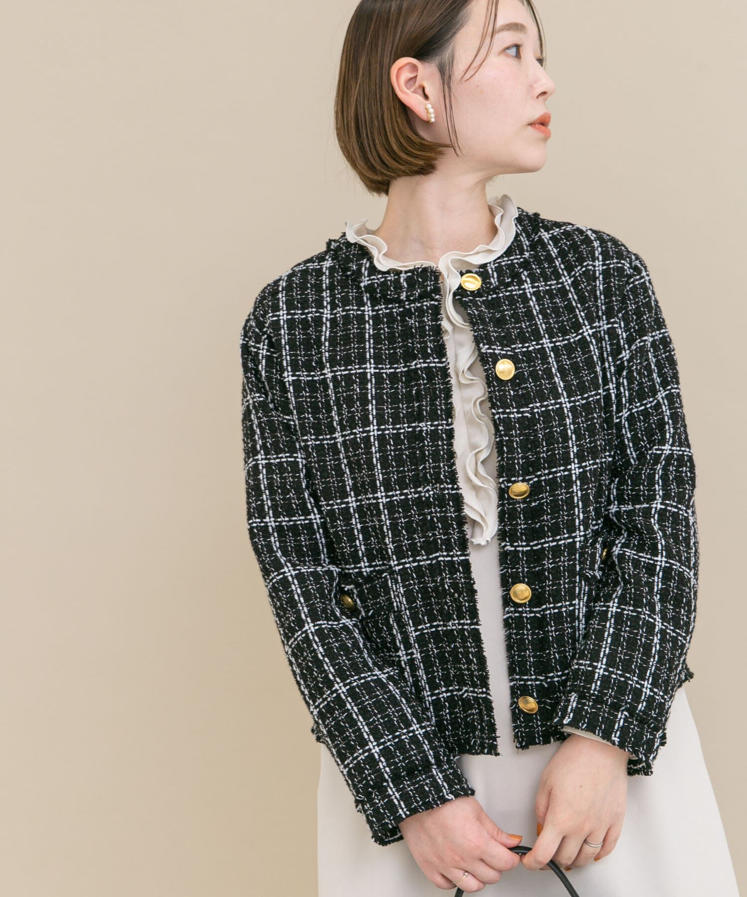 URBAN RESEARCH ROSSO「『WEB限定』ツイードノーカラージャケット」|ノーカラージャケット|