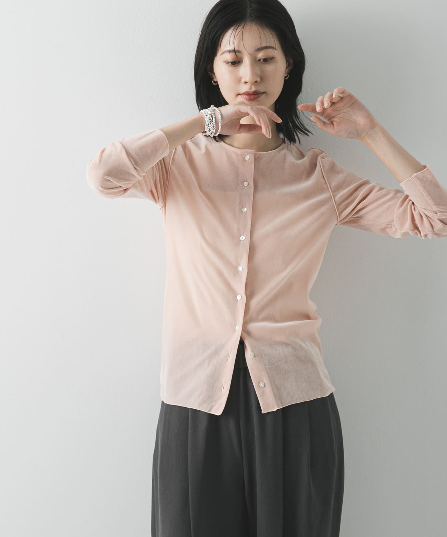 URBAN RESEARCH「シアーフロッキーコンパクトカーディガン」|カーディガン|ピンク