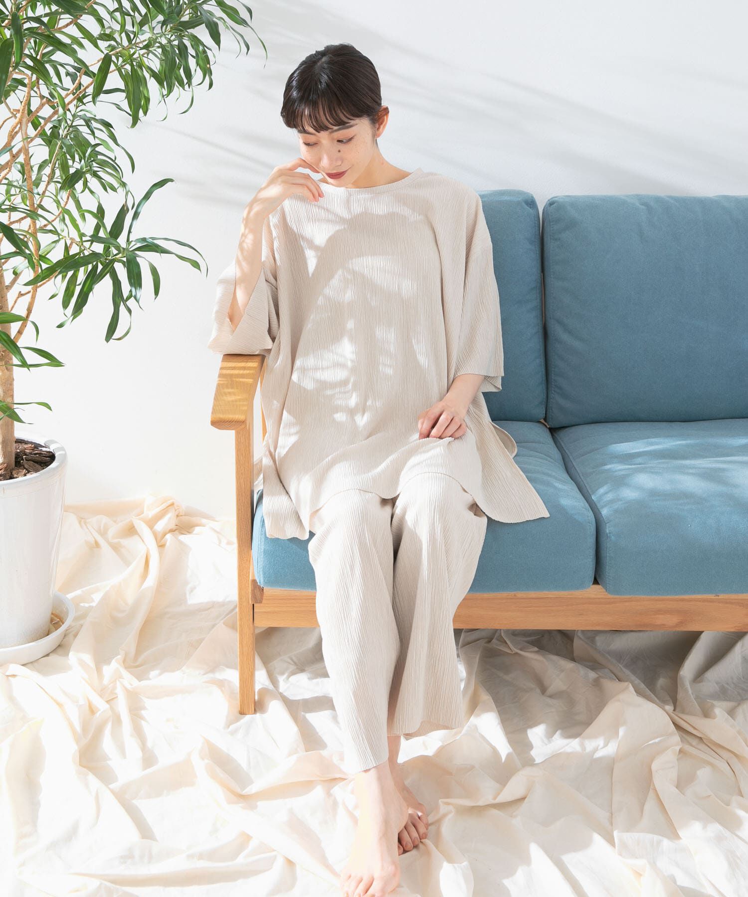  「コットンタッチプリーツパンツ」|その他|