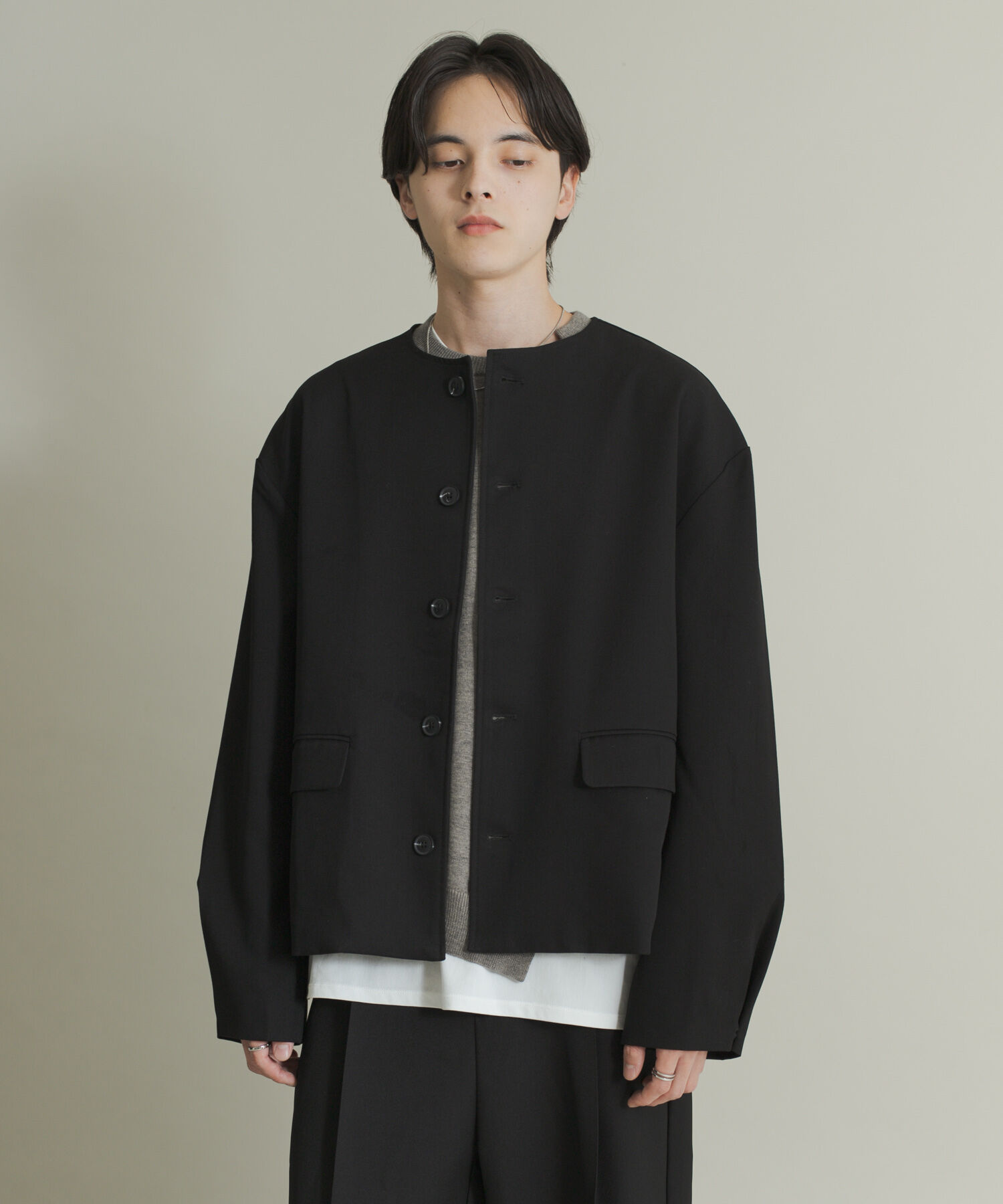 SENSE OF PLACE by URBAN RESEARCH「コンフォートクルーネックジャケット」|ノーカラーコート|