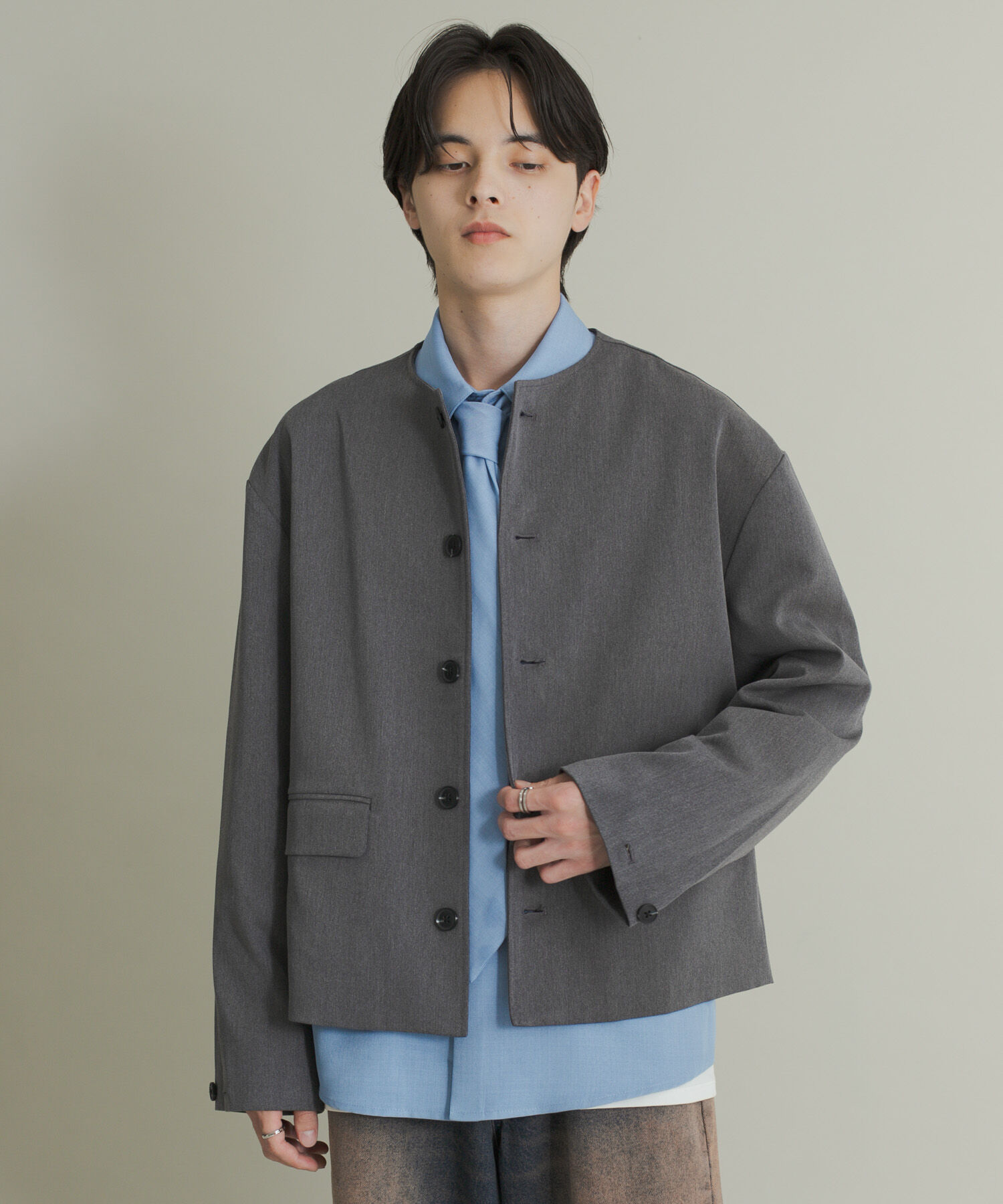 SENSE OF PLACE by URBAN RESEARCH「コンフォートクルーネックジャケット」|ノーカラーコート|