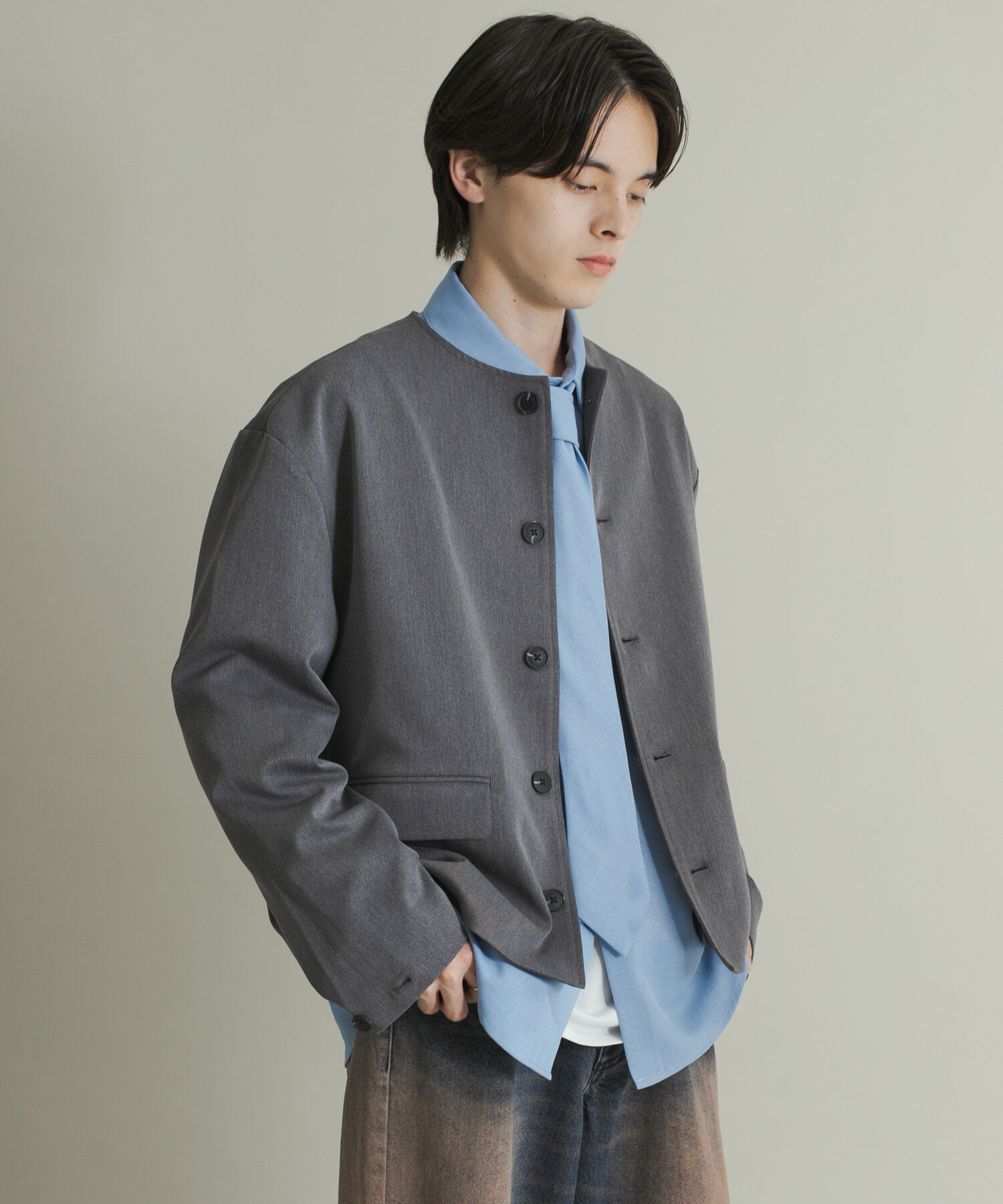 SENSE OF PLACE by URBAN RESEARCH「コンフォートクルーネックジャケット」|ノーカラーコート|