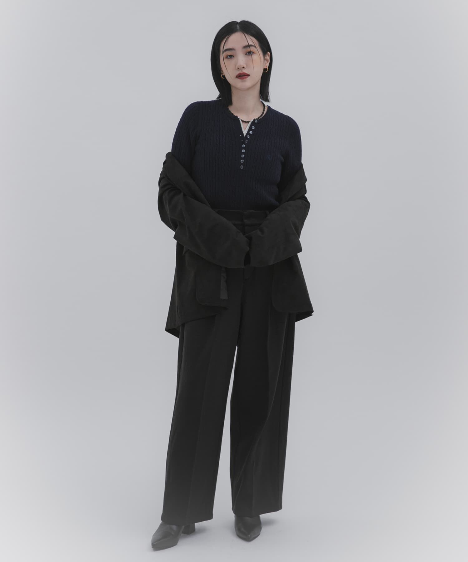 SENSE OF PLACE by URBAN RESEARCH「『洗濯可』シシュウヘンリーネックミニケーブルセーター」|ニット・セーター|