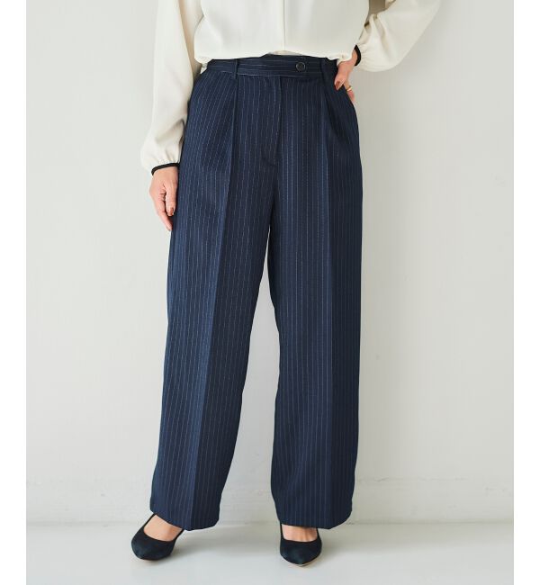 le.coeur blanc「タックワイドセンタープレスパンツ」|その他|ネイビー柄