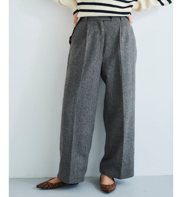 le.coeur blanc「タックワイドセンタープレスパンツ」|その他|ブラック柄