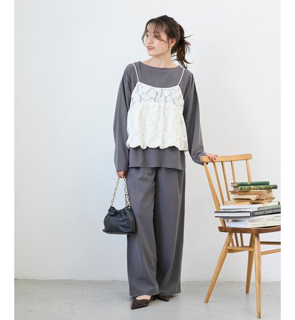  「《WEB限定アイテム》起毛レースバルーンキャミ」|キャミソール|