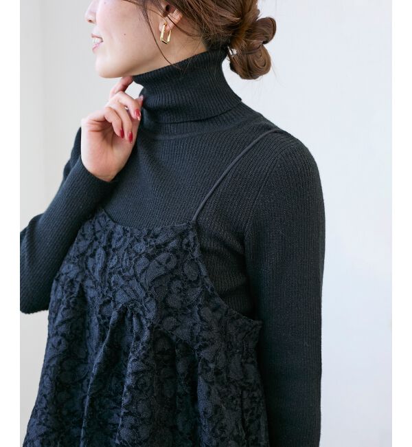  「《WEB限定アイテム》起毛レースバルーンキャミ」|キャミソール|ブラック