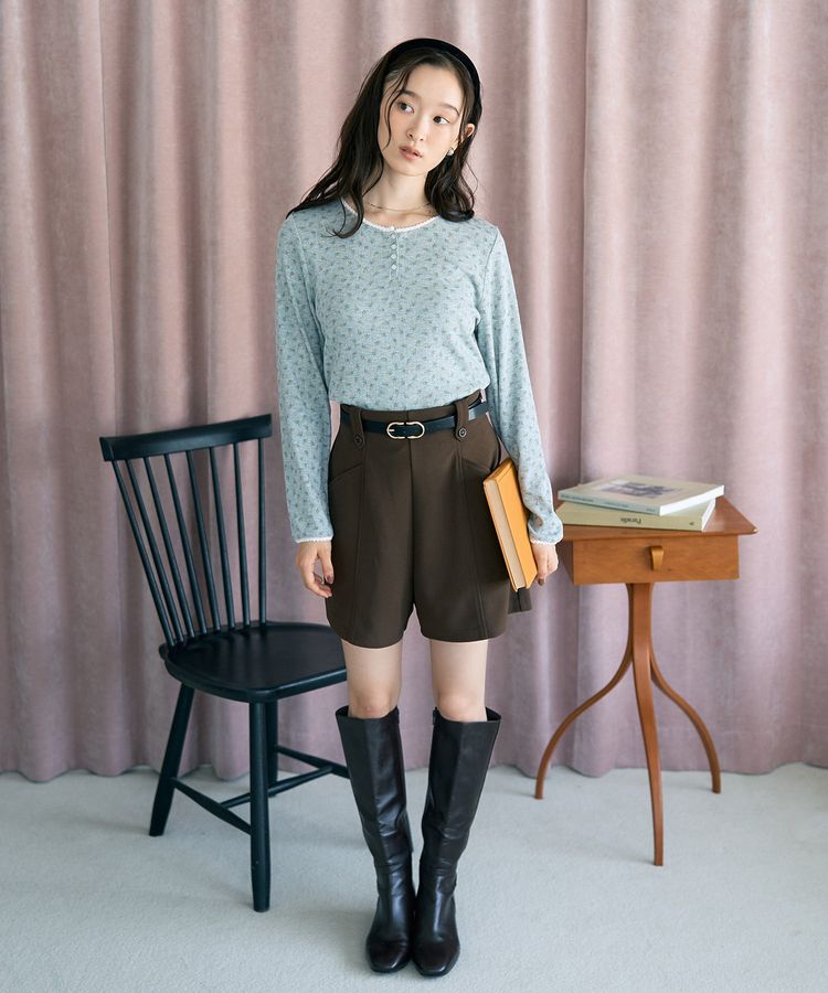 earth music&ecology「ベルト付きタブデザインショートパンツ」|その他|