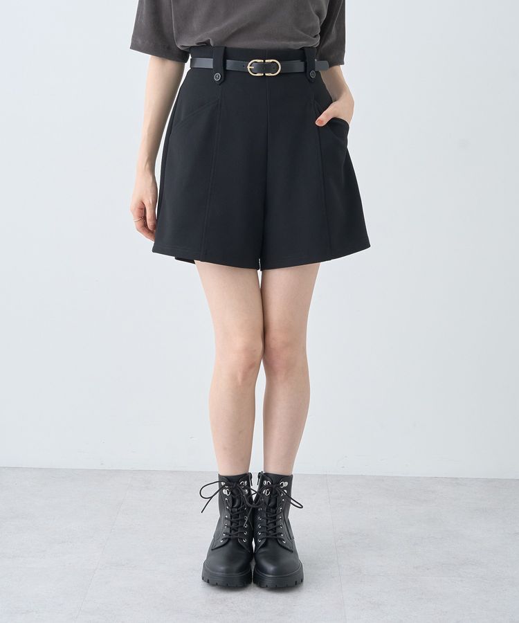 earth music&ecology「ベルト付きタブデザインショートパンツ」|その他|Black