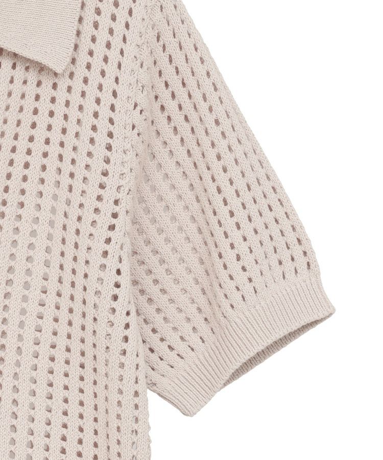 AMERICAN HOLIC「衿付きメッシュ編み半袖ニットプルオーバー」|ニット・セーター|