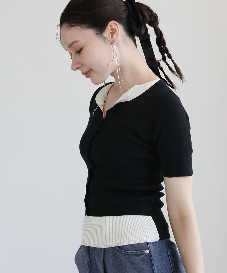 Green Parks「・Petit Fleur バイカラーレイヤードニット」|ニット・セーター|