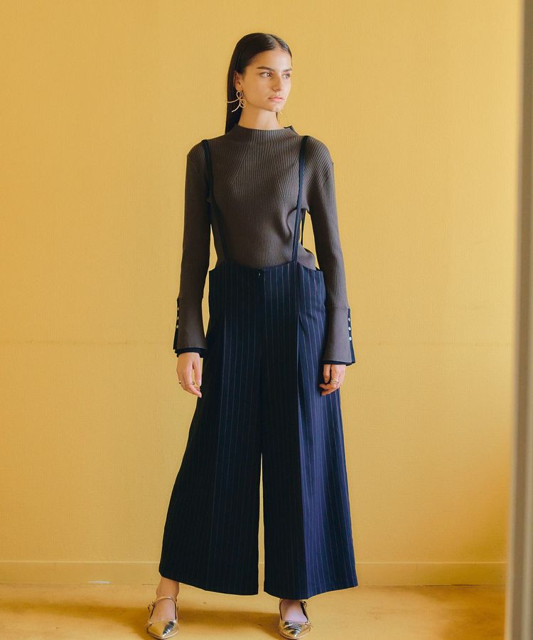 YECCA VECCA「ストライプ柄ストラップハイウエストパンツ」|その他|