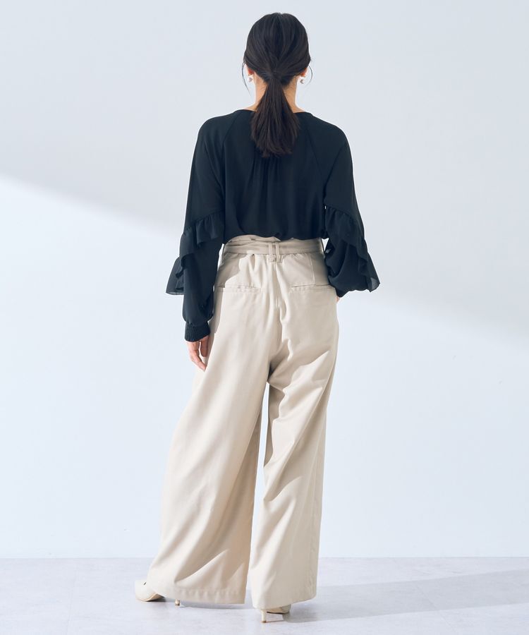 YECCA VECCA「ハイウエストベルトデザインタックワイドパンツ」|その他|