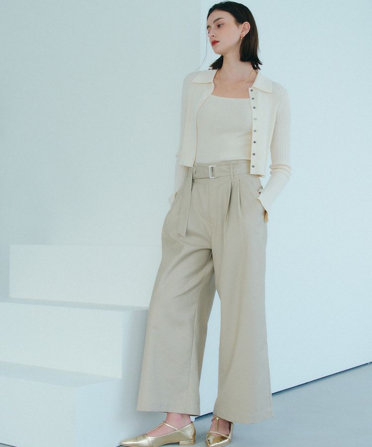 YECCA VECCA「ハイウエストベルトデザインタックワイドパンツ」|その他|