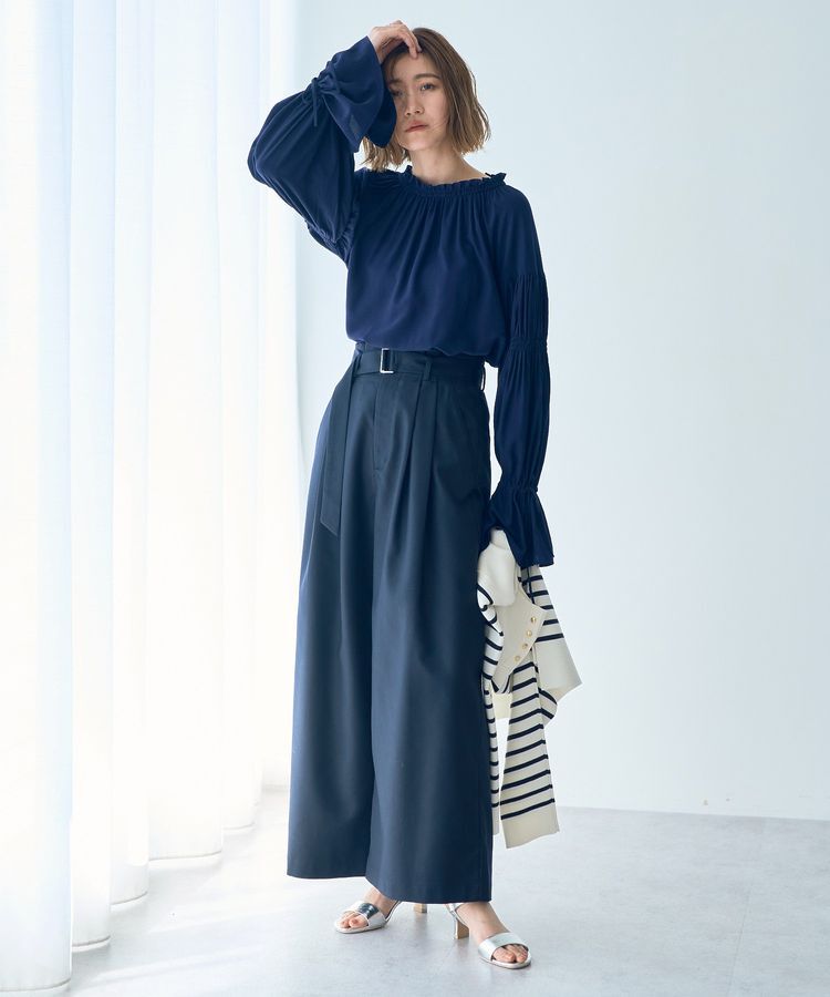YECCA VECCA「ハイウエストベルトデザインタックワイドパンツ」|その他|