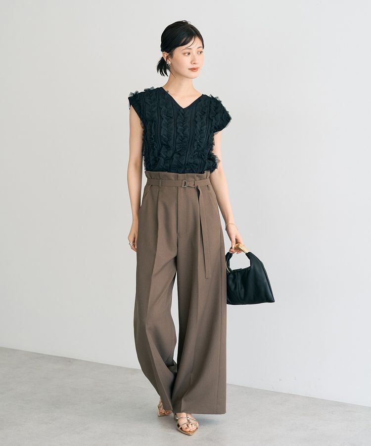 YECCA VECCA「【洗える】ベルト付きイージーケアワイドパンツ」|その他|