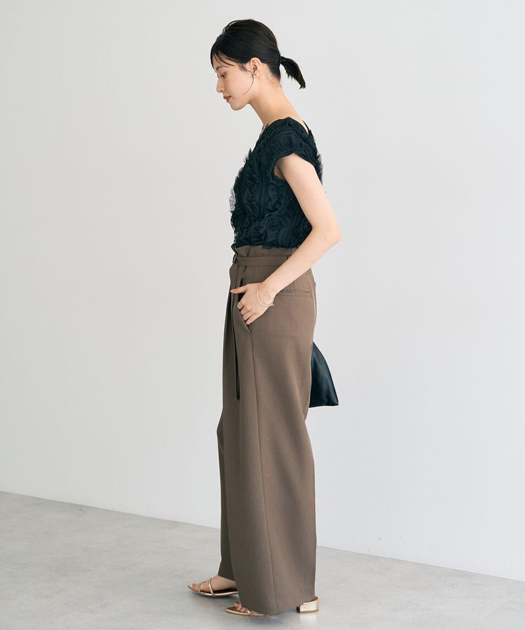 YECCA VECCA「【洗える】ベルト付きイージーケアワイドパンツ」|その他|