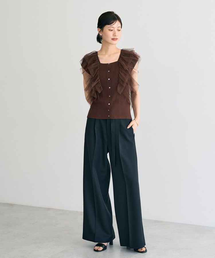 YECCA VECCA「【洗える】ベルト付きイージーケアワイドパンツ」|その他|