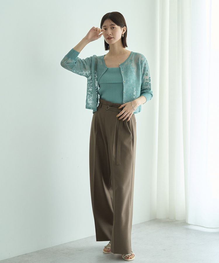 YECCA VECCA「【洗える】ベルト付きイージーケアワイドパンツ」|その他|