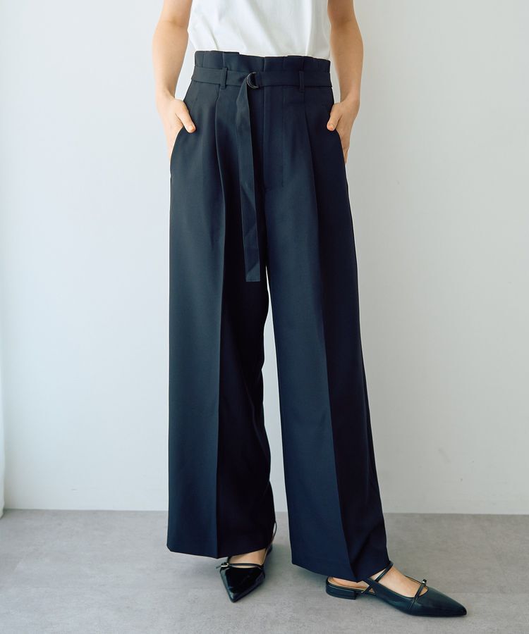 YECCA VECCA「【洗える】ベルト付きイージーケアワイドパンツ」|その他|