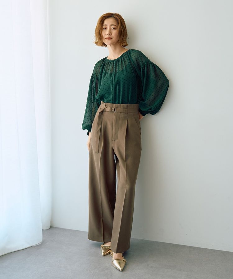 YECCA VECCA「【洗える】ベルト付きイージーケアワイドパンツ」|その他|