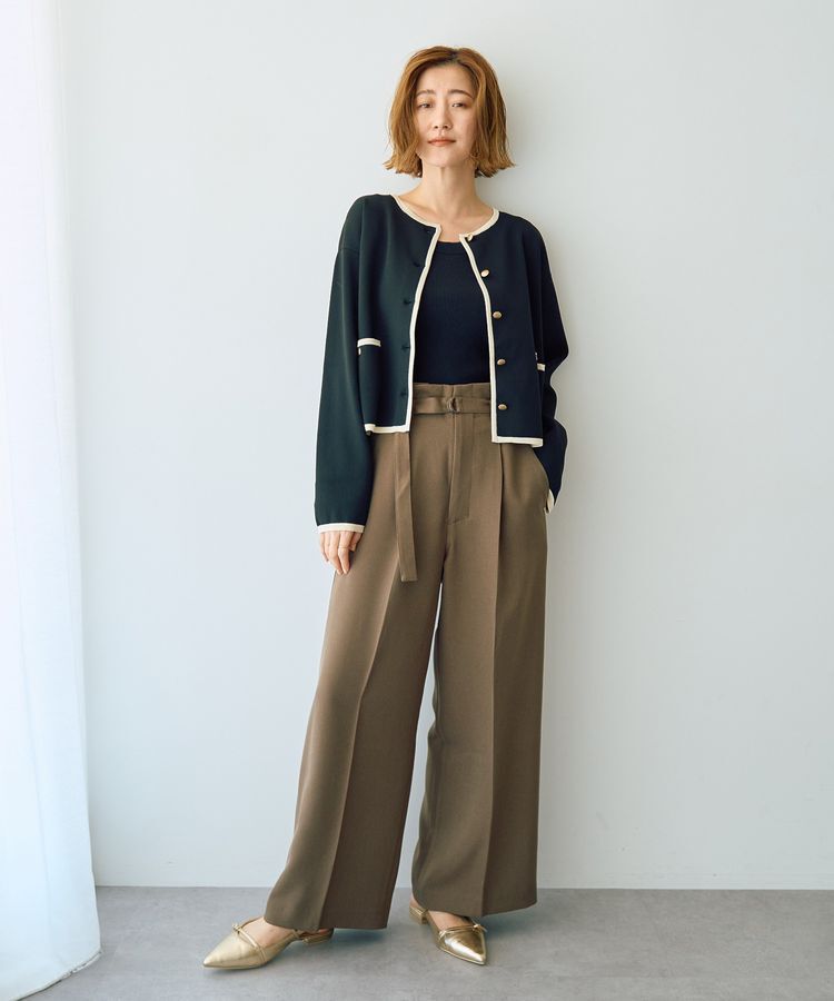 YECCA VECCA「【洗える】ベルト付きイージーケアワイドパンツ」|その他|