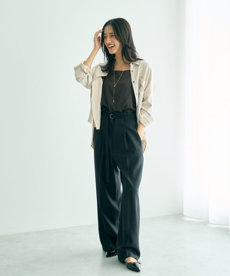 YECCA VECCA「【洗える】ベルト付きイージーケアワイドパンツ」|その他|