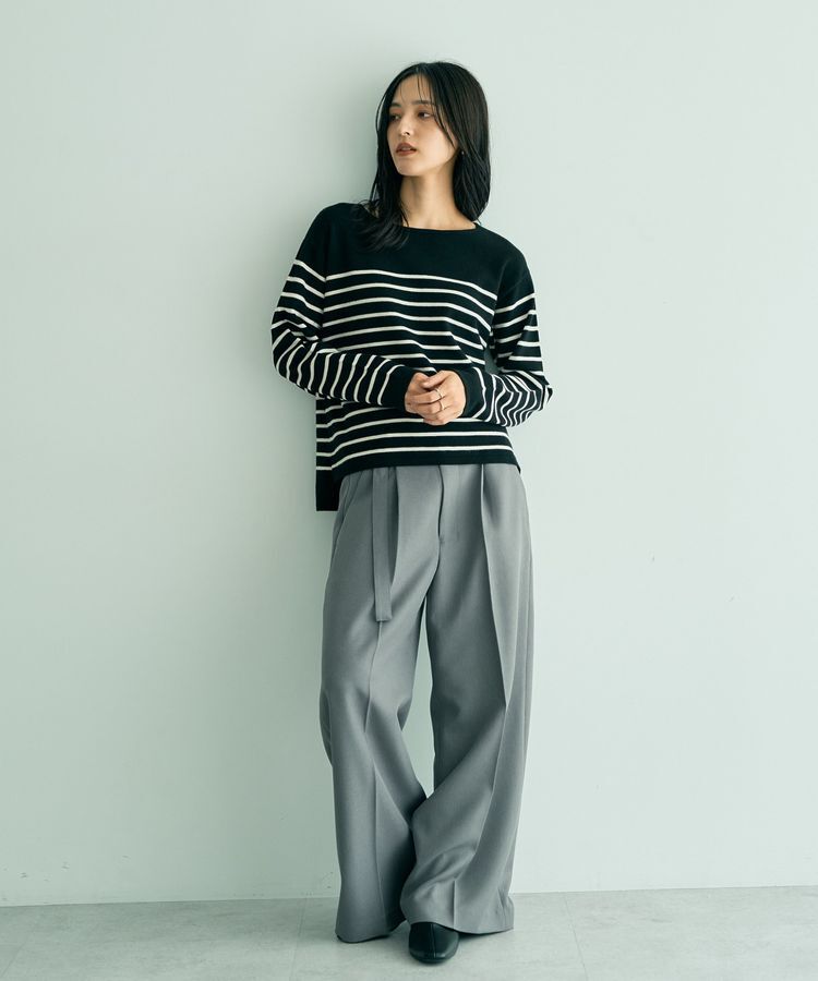 YECCA VECCA「【洗える】ベルト付きイージーケアワイドパンツ」|その他|