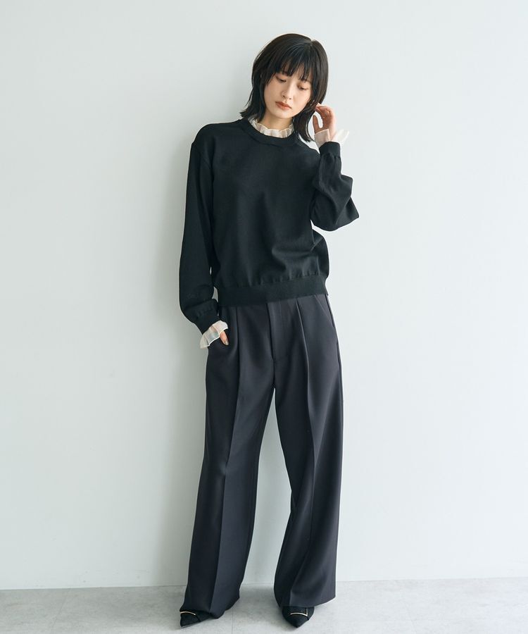 YECCA VECCA「【洗える】ベルト付きイージーケアワイドパンツ」|その他|