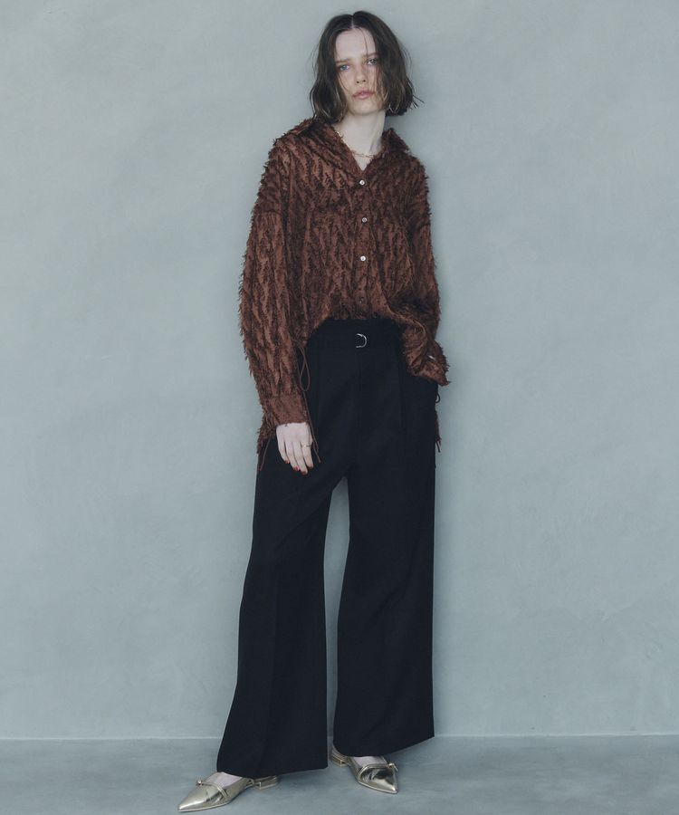 YECCA VECCA「【洗える】ベルト付きイージーケアワイドパンツ」|その他|Black