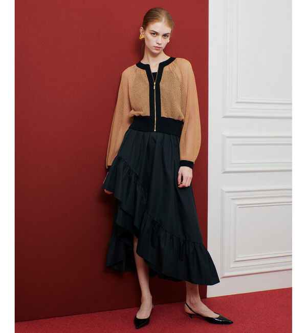 LOULOU WILLOUGHBY「【LOULOU WILLOUGHBY】柄編みニットブルゾン」|カーディガン|