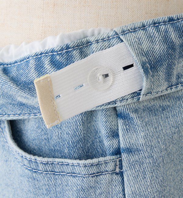  「【ウェスト調整可能】ビジュー付きワイドデニム」|その他|