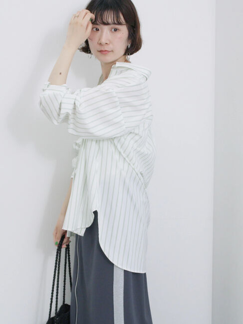 Samansa Mos2 blue「【接触冷感】マルチスタイルシャツ」|シャツ・ブラウス|グリーン