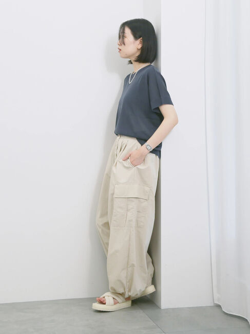 Samansa Mos2 blue「【マシンウォッシャブル】麻タッチニットプルオーバー」|ニット・セーター|