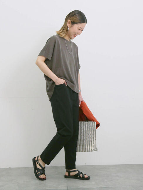 Samansa Mos2 blue「【マシンウォッシャブル】麻タッチニットプルオーバー」|ニット・セーター|