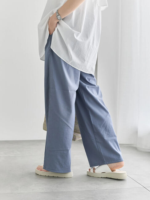 Samansa Mos2 blue「【接触冷感】ワイドイージーパンツ」|その他|