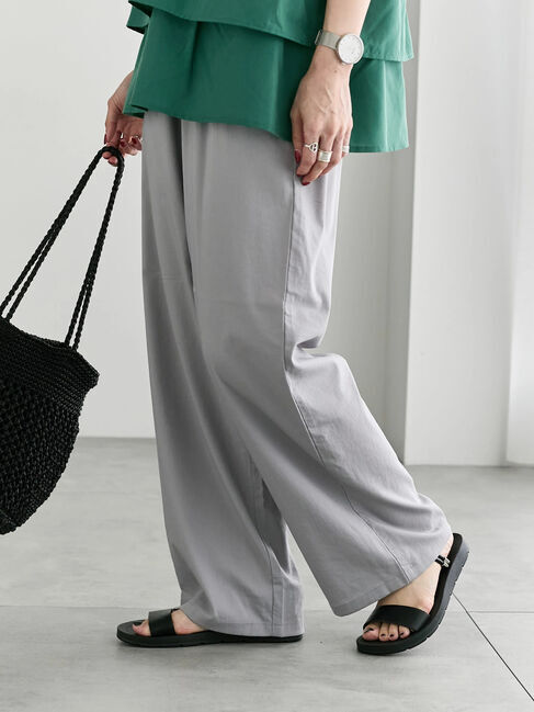 Samansa Mos2 blue「【接触冷感】ワイドイージーパンツ」|その他|